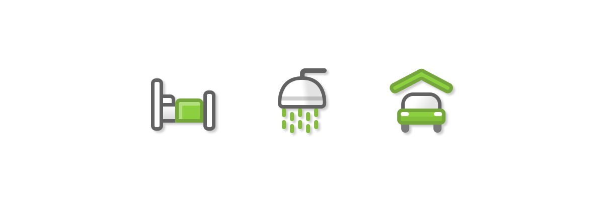 Custom Bed, Bath & Car Icons